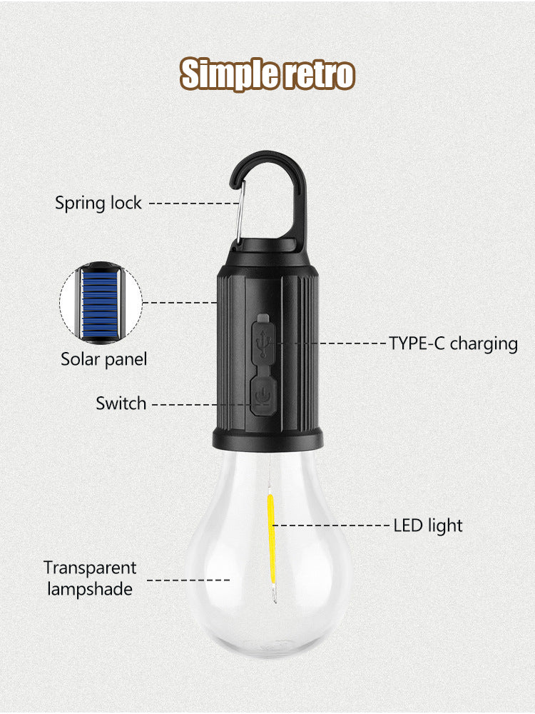 2 sztuki zniżki☀️⚡Nowa, ładowalna lampa kempingowa zasilana energią słoneczną, wielofunkcyjne, przenośne oświetlenie nastrojowe.
